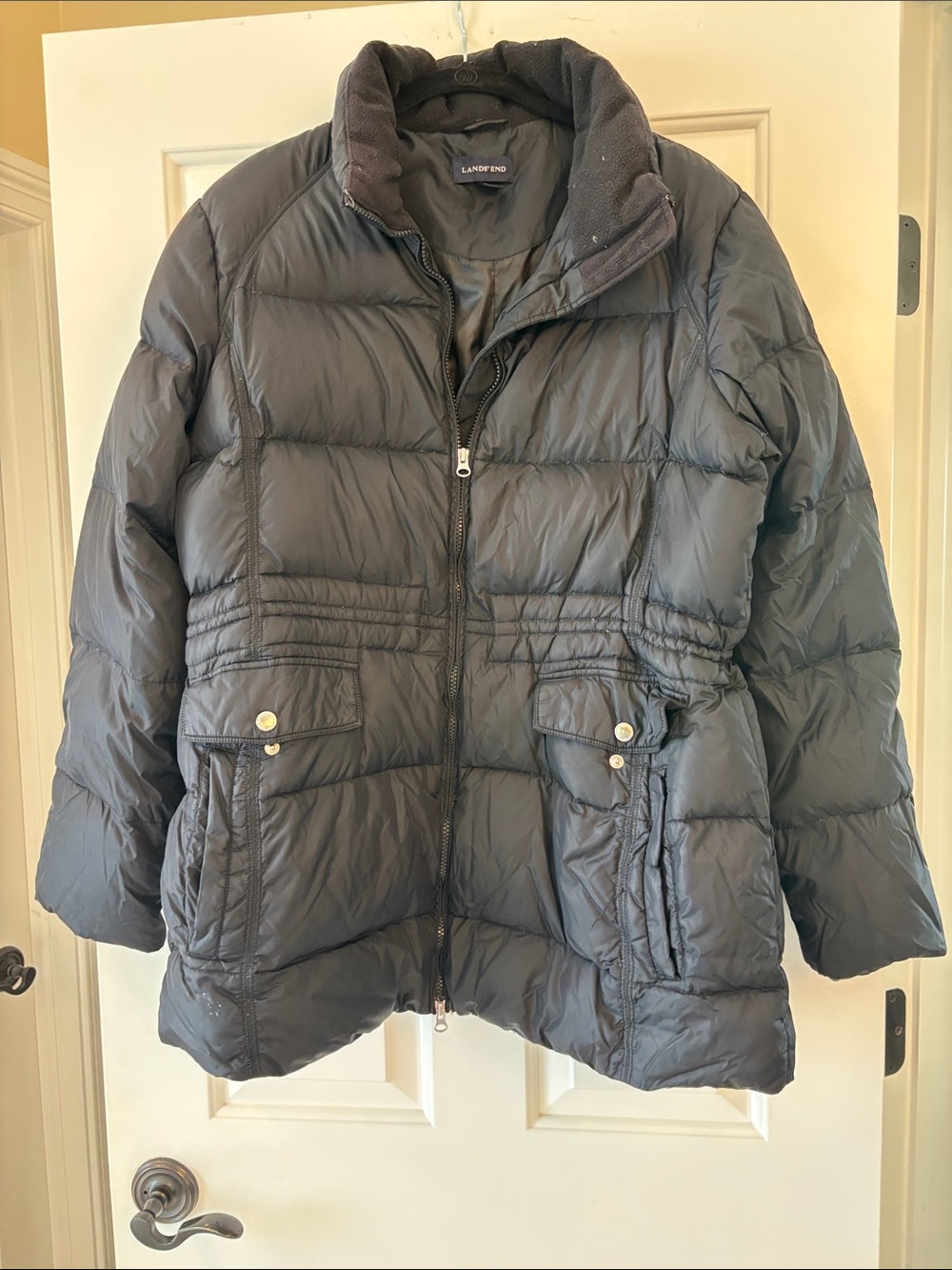 Lands' End Black Coat with Navy Label
